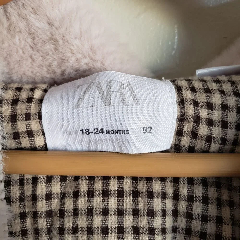 Zara Baby Cozy Soft Faux Fur Hooded Jacket Cream 18-24 Months Full Zip Pockets